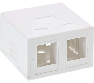 Image de InLine® 76202B Prise de raccordement en saillie pour 2x Keystone RJ45 femelle, blanc