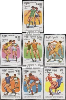 Produktbild von Briefmarken Kambodscha 1986 Mi 722-728 (kompl.Ausg.) postfrisch Fußball-WM in Mexiko 1986