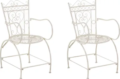 Produktbild von CLP 2er Set Stühle Sheela handgefertigt mit antiker Patina weiß