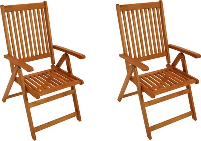 Produktbild von DEGAMO 2-er Set Klappsessel Gartensessel Gartenstuhl LAGO, 8-fach verstellbar und klappbar, Holz Eukalyptus geölt