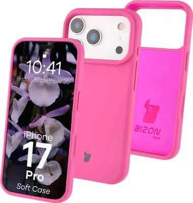 Produktbild von Silikon Handyhülle für iPhone 17 Pro, Bizon Soft Case, Dunkelpink