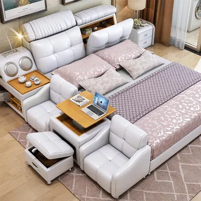Obrázek produktu pro Multifunkční postel Moderní hotelová postel Multifunkční zvuk 180x200 Bluetooth