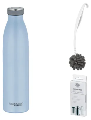 Produktbild von THERMOS TC BOTTLE 0,75 l Trinkflasche pastel water mat – Vorteilsset mit Reinigungsbürste CLEAN FIX 30 cm + CLEAN TABS (20 Stück) | HAN 4067343075 | EAN 5010576987808