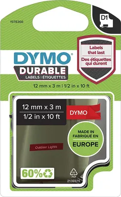 Immagine prodotto di DYMO D1 Nastro adesivo in vinile 12mmx3,0m bianco ->rosso
