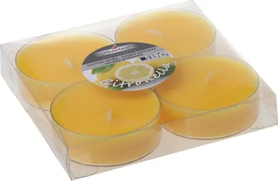 Produktbild von Maxi-Teelichte "Citronella", 4er-Pack Gelb 20/59 mm