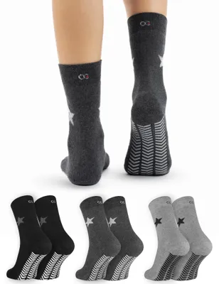 Produktbild von 3 Paar Thermo Stoppersocken mit ABS-Uni-Grautöne mit Stern,Gr 35-38