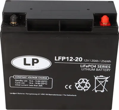Produktbild von Landport LFP V12-20 T12 Lithium Batterie 12,8V 20Ah LiFePO4 Akku mit BMS – 256Wh
