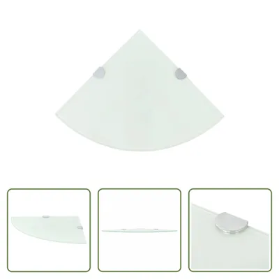 Image de The Living Store Étagère d'angle avec supports chromés verre blanc 25 x 25 cm