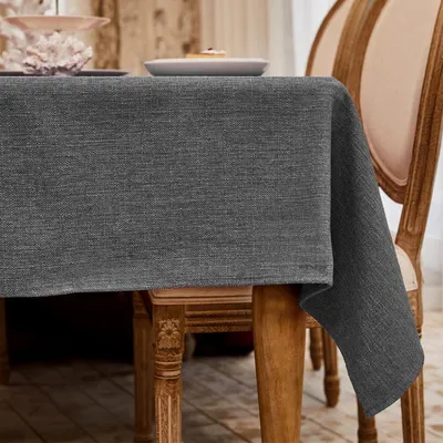 Obrázok produktu pre Obrus, tmavosivý, umývateľný, 145 x 215 cm, vzhľad ľanu, vodotesný