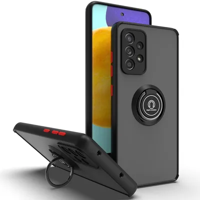 Immagine prodotto di Custodia per Samsung Galaxy A52 5G / 4G traslucida opaca in TPU con supporto ad anello e supporto Nero Rosso