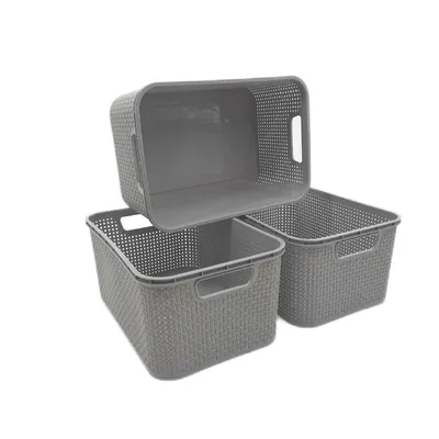 Produktbild von BranQ Home essential Korb Rattan Design 3er Set Grösse M 10 l BPA frei Einsatzbereit,