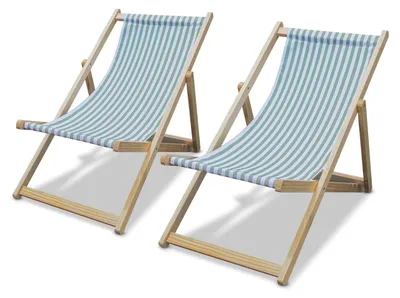 Image de Tamigi - Set de 2 chaises longues en bois massif et textilène