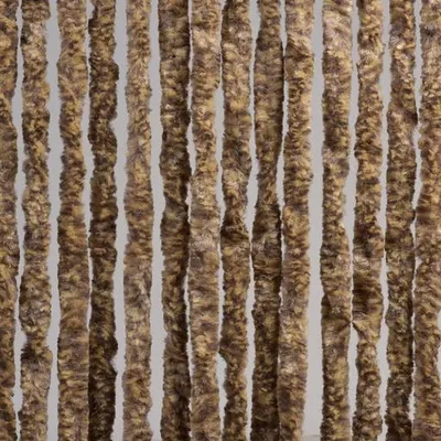 Image de Rideau moustiquaire de luxe Cattail à enrouleur - Marron/Beige noisette - 90 x 220 cm - Fils de chenille de haute qualité, lavable et raccourcissable