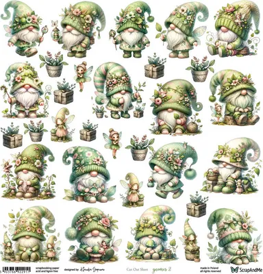 Image de SCRAPandME 30x30cm recto papier scrapbooking 250g, Gnomes 2