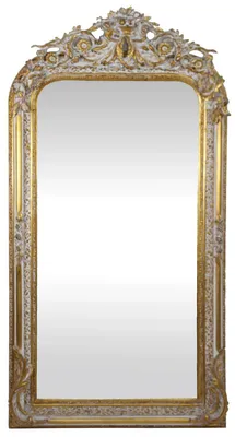 Obrázok produktu pre Casa Padrino Barokové nástenné zrkadlo zlaté / biele 85 x v. 160 cm - Barokové zrkadlo s krásnymi dekoráciami - Barokový nábytok