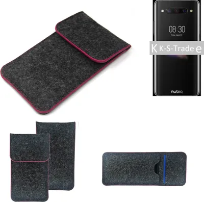 Produktbild von K-S-Trade Handy Schutz Hülle kompatibel mit Apple iPhone XS Schutzhülle Handyhülle Filztasche Pouch Tasche Case Sleeve Filzhülle dunkelgrau rosa