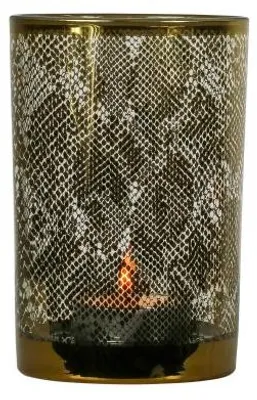 Image de Mars & More : Bougeoir en verre, motif serpent, finition dorée, grand modèle, 18 cm