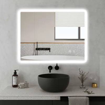 LED-Badspiegel 60x80 cm, Anti-Beschlag, Touch-Schalter, dimmbares Licht