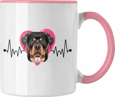 Produktbild von Trendation - Rottweiler Besitzer Tasse Geschenk Lustiger Spruch Geschenkidee Herzschlag Rottweiler (Rosa)