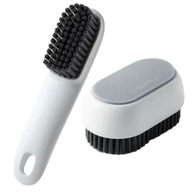 Produktbild von Reinigungsbürste Haushalt Kleine Wäschebürste für Weiche Borsten Scrub Kleidung Schuh Unterwäsche Stoff Handreinigungsbürste 2 Stück(graue Schuhbürste + graue Kleiderbürste,）