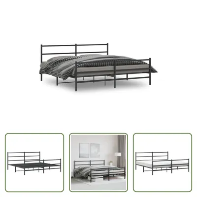 Produktbild von The Living Store Bettgestell mit Kopf- und Fußteil Metall Schwarz 180x200 cm