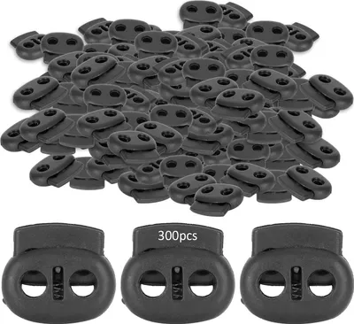 Produktbild von 300 Stück Doppelloch-Federschnurschlösser, Schweinsnasenform, Nylon-Schnallenstopper