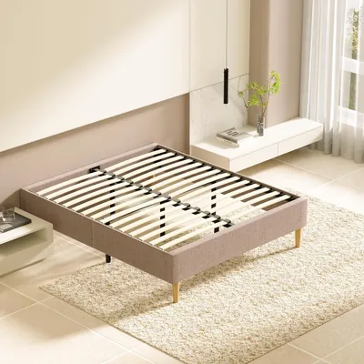 Productafbeelding van DEWINNER Lattenbodem - Stabiel en comfortabel bed 160 * 200 cm - 2 rijen met 14 latten, ondersteund door 9 poten - Hoogte bedframe 35 cm - Beige