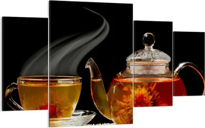 Produktbild von Bild auf Leinwand - Leinwandbild - Asien tee geschmack topf - 160x90cm - Wand Bild - Wanddeko - Leinwanddruck - Bilder - Kunstdruck - Wanddekoration - Leinwand bilder - Wandkunst - DL160x90-2253