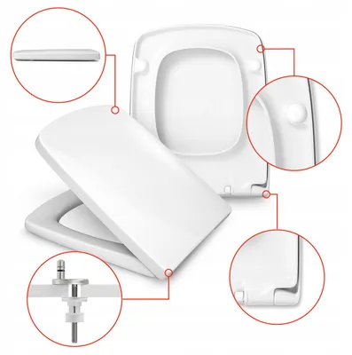 Produktbild von WC Sitz - Toilettensitz - für Koło Nova Pro Square - Weiß - 45 × 37 Cm - Antibakteriell - Langsame Schließung - Toilettendeckel
