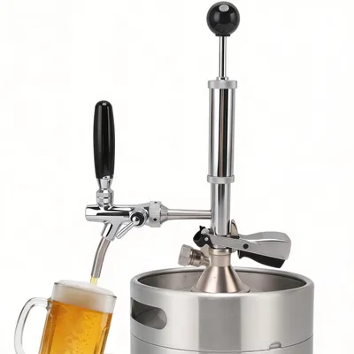 Bierfass-Partypumpe 4 Zoll, Edelstahl, mit Zapfhahn und Luftpumpe