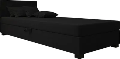 Produktbild von AURA SOFA  Boxspringbett TILIA 90x195 Komplett-Set mit Bonell Matratze, Polsterbett mit Bettkästen - Schwarz, SAWANA 14