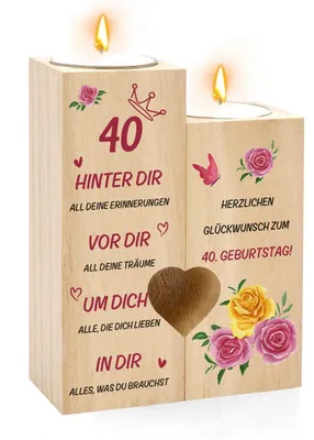 Immagine prodotto di Candeliere in legno per tealight, decorazione per il 40° compleanno