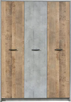 Produktbild von Kleiderschrank - Betondekor - Eiche rustikal Nachbildung - 151 x 219 cm - mit Kleiderstange