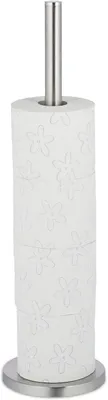 Imagen del producto de Soporte para rollos de papel higiénico - 5 rollos - De pie - Metal - Dimensiones (alto x profundidad): 55 x 15 cm - Plateado