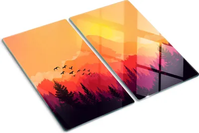 Imagen del producto de Cubierta para placa de cocina – Cubierta para placa de inducción – Placa de vidrio protectora – 2x30x52 cm – Placas de vidrio protectoras para cocina – Vidrio templado – Paisaje de montaña