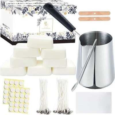 Produktbild von Famanu Kerzenmacher-Set für Erwachsene und Kinder - komplette DIY-Kit mit Sojawachs
