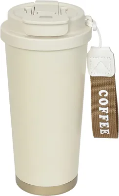 Produktbild von Thermobehälter, 500 ml, Edelstahl-Kaffeetasse für unterwegs, auslaufsicher mit Trinkhalm