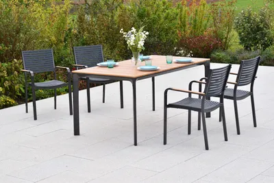 Produktbild von Merxx Gartenmöbel Set Paliano 5tlg., 4 Stapelsessel, Tisch 156x90 cm- Stahl/Kunststoff