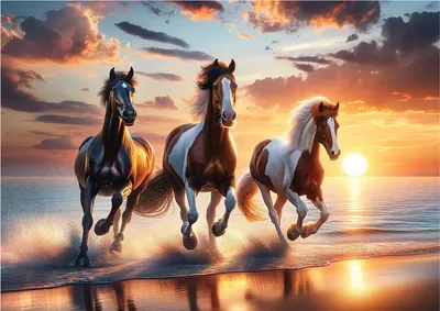 Image de Wooden.City, puzzle en bois, "Chevaux sauvages sur la plage", 1010 pièces
