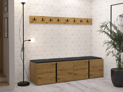 Obrázok produktu pre Nábytok do chodby s čalúnenými panelmi 42x42 SELAND 8 - dub artisan / čierna