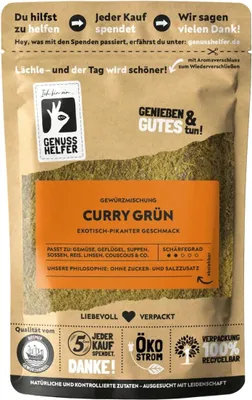Produktbild von Grünes Curry, leicht scharf, herrlich aromatisches Curry für lokale und asiatische Gerichte, 3 x 80g
