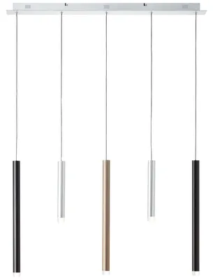 Produktbild von BRILLIANT Pendelleuchte, 5-flammig Cembalo silber IP20 20 Watt dimmbar LED integriert