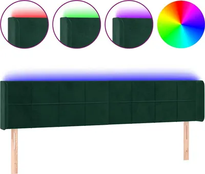 Produktbild von vidaXL LED Kopfteil Dunkelgrün 183x16x78/88 cm Samt