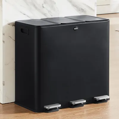 Produktbild von CASABEL Dreifach-Küchenabfalleimer 3x20L, 3 Pedale, Edelstahl schwarz