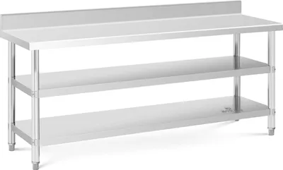 Obrázek produktu pro Expondo Royal Catering Pracovní stůl z nerezové oceli – ECO – 200 x 60 cm – 500 kg – mezipodlaha –