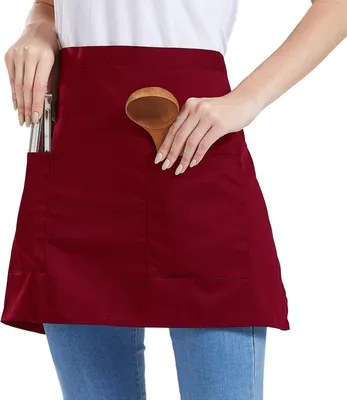 Produktbild von Unisex-Schürze mit verstellbarer Größe und zwei Taschen. Küchenschürze für Küche, Restaurant, Café und Bar.