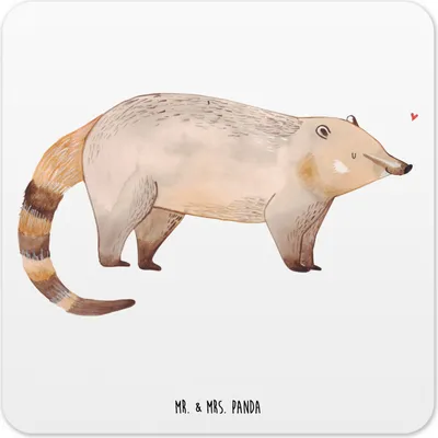 Produktbild von Mr. & Mrs. Panda Tischuntersetzer Nasenbär 15er Set - Weiß - Geschenk, Lustige Sprüche, Tassenuntersetzer, Getränkeuntersetzer, Glas-Untersetzer, Nasenbären, Bär