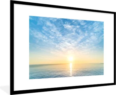Produktbild von MuchoWow® MuchoWow® Gerahmtes Poster Meer - Sonne - Wolken 90x60 cm - Poster mit zchwarzem Bilderrahmen - Wanddekoration - Fotos