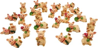 Produktbild von 24 Glücksschweine Figuren Glücksbringer Mini Schweinchen Tischdeko