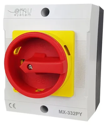 Produktbild von Dreiphasen-Nockenschalter 3x32A 7,5kW im IP65-Gehäuse MX-332PY XBS